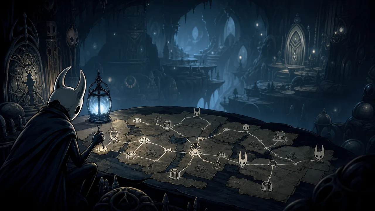 Hollow Knight Region Map and Route Checklist